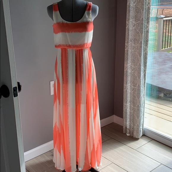 Charming Charlie Dresses & Skirts - Sale $5–Coral and cream maxi